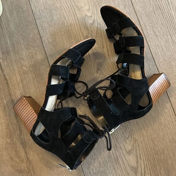 MARC FISHER SUEDE PARADOX GLADIATOR SANDAL BLACK SIZE 7 WIDE EEEUC - Picture 6 of 10